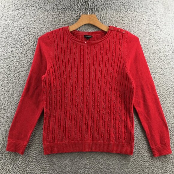 Talbots Sweaters - Talbots Sweater Womens XL Red Crew Neck Cotton Blend Cable Knit Pullover Casual